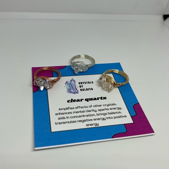 Rose Gold Clear Quartz Reiki Infused Fidget Ring Krystals By Kalaiya Handmade - Picture 7 of 7